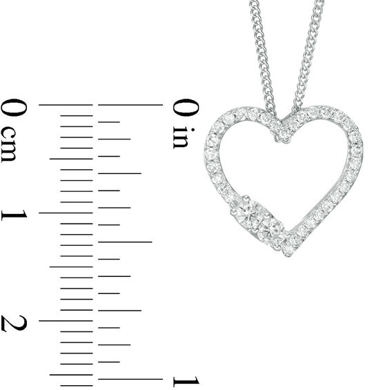Ever UsÂ® 1/4 CT. T.w. Two-Stone Diamond Heart Pendant in 14K White Gold - 19"