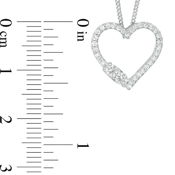Ever UsÂ® 1/4 CT. T.w. Two-Stone Diamond Heart Pendant in 14K White Gold - 19"