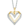 Thumbnail Image 1 of Lab-Created White Sapphire Layered Heart Pendant in Sterling Silver and 14K Gold Plate