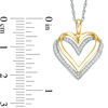 Thumbnail Image 2 of Lab-Created White Sapphire Layered Heart Pendant in Sterling Silver and 14K Gold Plate