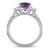 Oval Amethyst and 5/8 CT. T.W. Diamond Three Stone Ring in 14K White Gold