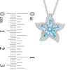 Thumbnail Image 2 of Marquise Swiss Blue Topaz Beaded Edge Starfish Pendant in Sterling Silver