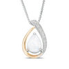 Thumbnail Image 1 of Pear-Shaped Lab-Created Opal and Diamond Accent Teardrop Pendant in Sterling Silver and 14K Gold