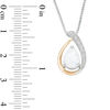 Thumbnail Image 2 of Pear-Shaped Lab-Created Opal and Diamond Accent Teardrop Pendant in Sterling Silver and 14K Gold