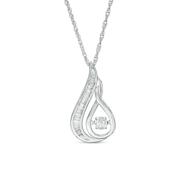 1/4 CT. T.w. Diamond Flame Pendant in 10K White Gold