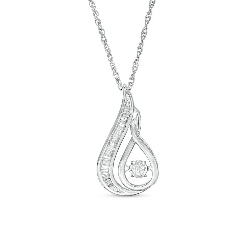 Main Image 1 of 1/4 CT. T.W. Diamond Flame Pendant in 10K White Gold