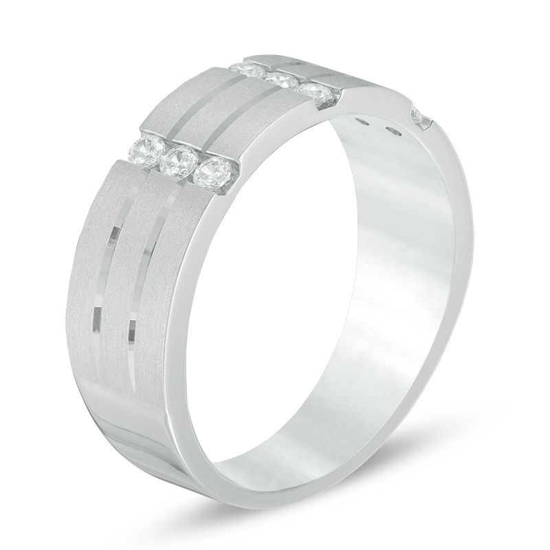 Men's 1/3 CT. T.W. Diamond Nine Stone Anniversary Band in 10K White Gold