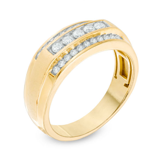 1/2 CT. T.w. Diamond Three Row Satin Band in 10K Gold
