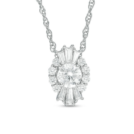 5/8 CT. T.w. Diamond Starburst Pendant in 14K White Gold