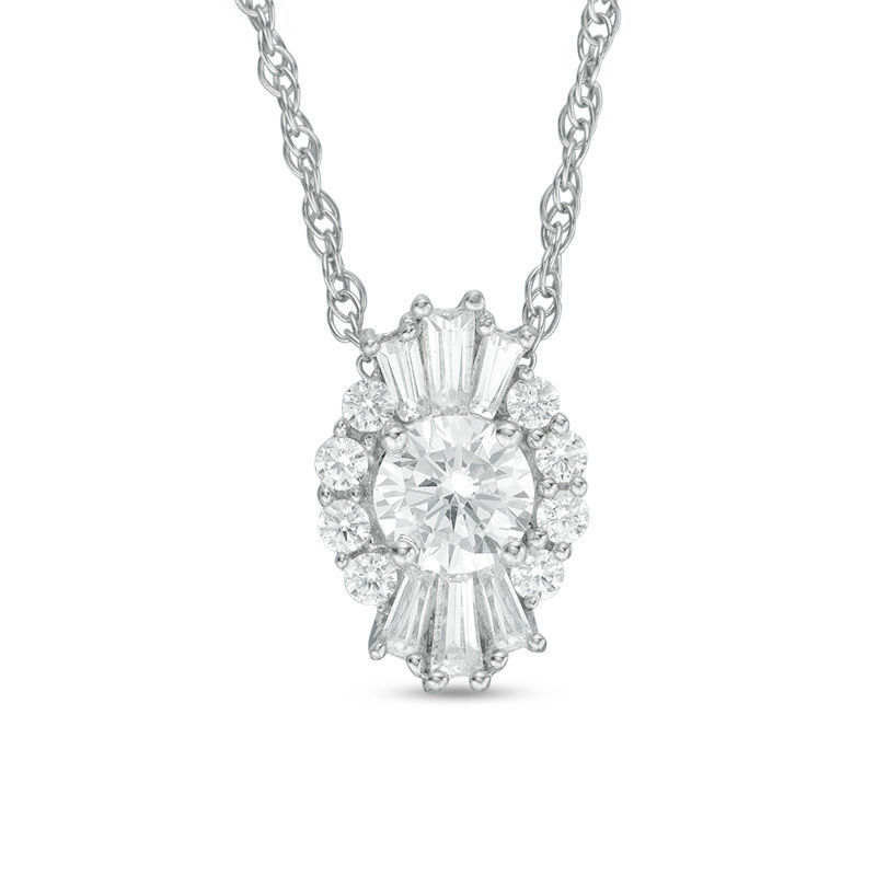 Main Image 1 of 5/8 CT. T.W. Diamond Starburst Pendant in 14K White Gold