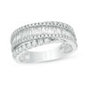 Thumbnail Image 0 of 1-1/5 CT. T.W. Baguette and Round Diamond Layered Crossover Band in 14K White Gold