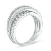 Thumbnail Image 1 of 1-1/5 CT. T.W. Baguette and Round Diamond Layered Crossover Band in 14K White Gold