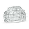 Thumbnail Image 1 of 3 CT. T.W. Princess-Cut Composite Diamond Bypass Frame Engagement Ring in 14K White Gold