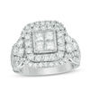 Thumbnail Image 1 of 3 CT. T.W. Quad Princess-Cut Diamond Double Frame Engagement Ring in 14K White Gold