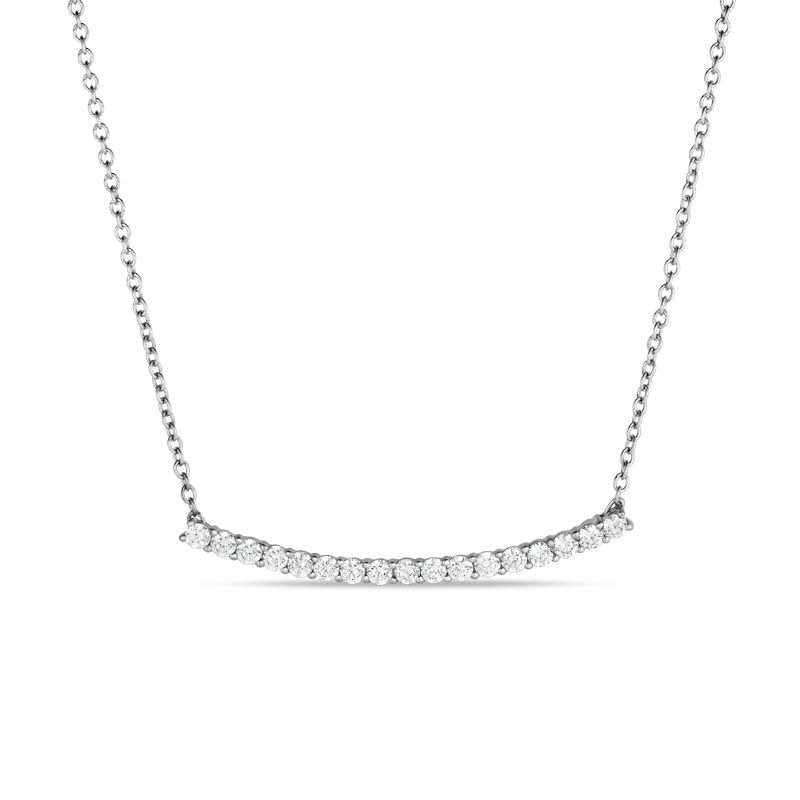 1 CT. T.W. Diamond Curved Bar Necklace in 14K White Gold - 16"