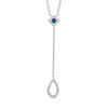 Thumbnail Image 1 of Vera Wang Love Collection 1/6 CT. T.W. Diamond and Princess-Cut Blue Sapphire "Y" Necklace in Sterling Silver - 19"