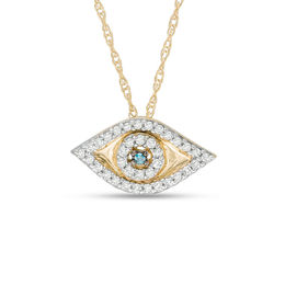 1/10 CT. T.W. Enhanced Green and White Diamond Eye Pendant in 10K Gold
