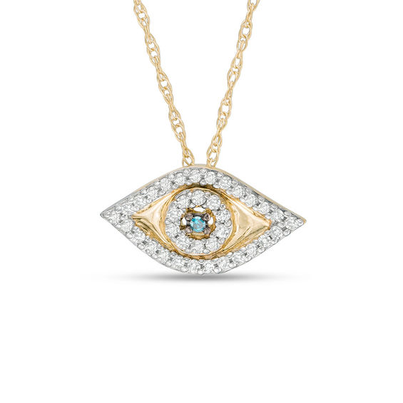 1/10 CT. T.w. Enhanced Green and White Diamond Eye Pendant in 10K Gold