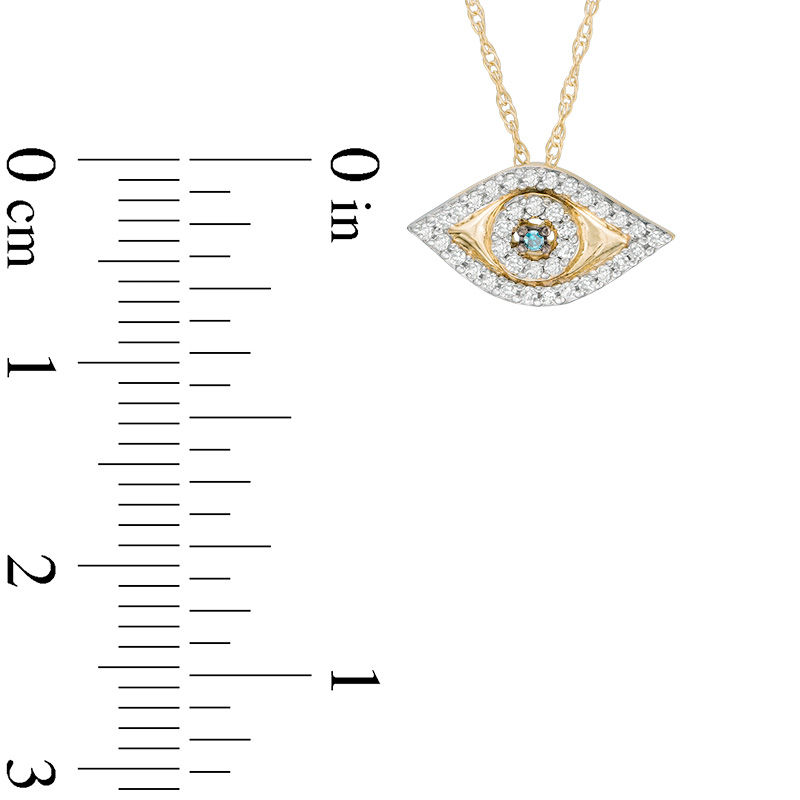 Main Image 2 of 1/10 CT. T.W. Enhanced Green and White Diamond Eye Pendant in 10K Gold