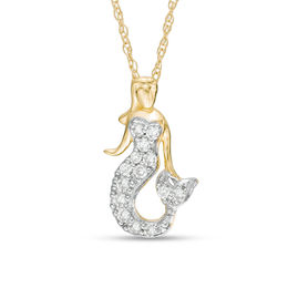 1/10 CT. T.W. Diamond Mermaid Pendant in 10K Gold