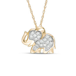 1/10 CT. T.W. Diamond Elephant Pendant in 10K Gold