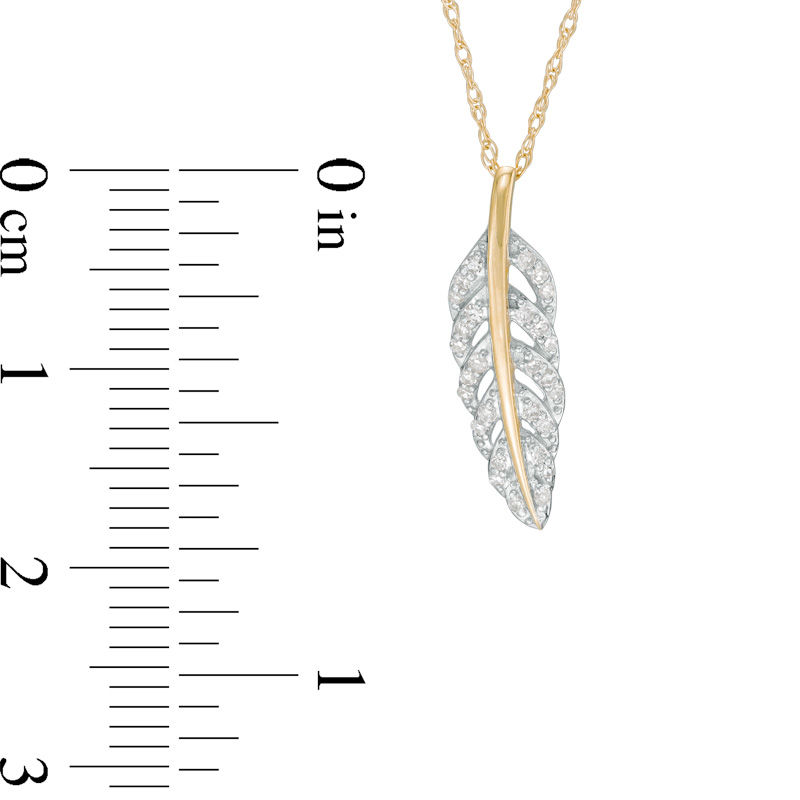 1/10 CT. T.W. Diamond Feather Pendant in 10K Gold