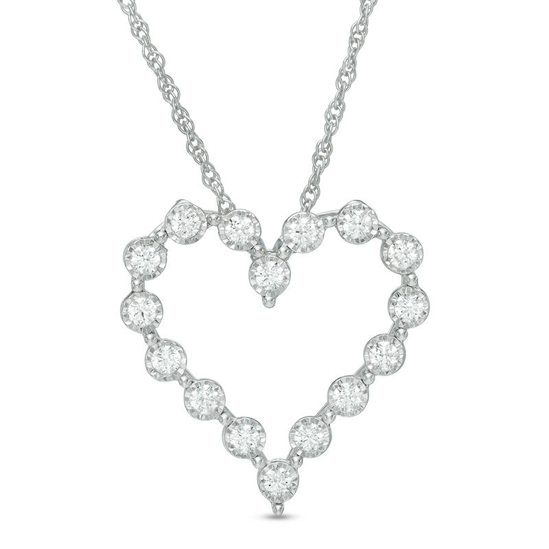 Main Image 1 of 1/2 CT. T.W. Diamond Heart Pendant in 10K White Gold