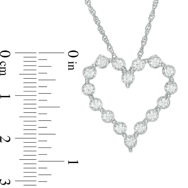 Main Image 2 of 1/2 CT. T.W. Diamond Heart Pendant in 10K White Gold