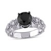 Thumbnail Image 1 of 3 CT. T.W. Enhanced Black and White Diamond Vintage-Style Engagement Ring in 10K White Gold