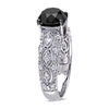 Thumbnail Image 1 of 3 CT. T.W. Enhanced Black and White Diamond Vintage-Style Engagement Ring in 10K White Gold