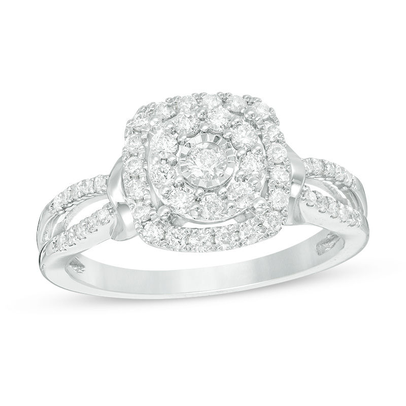 Main Image 1 of 1/2 CT. T.W. Diamond Double Frame Ring in 10K White Gold