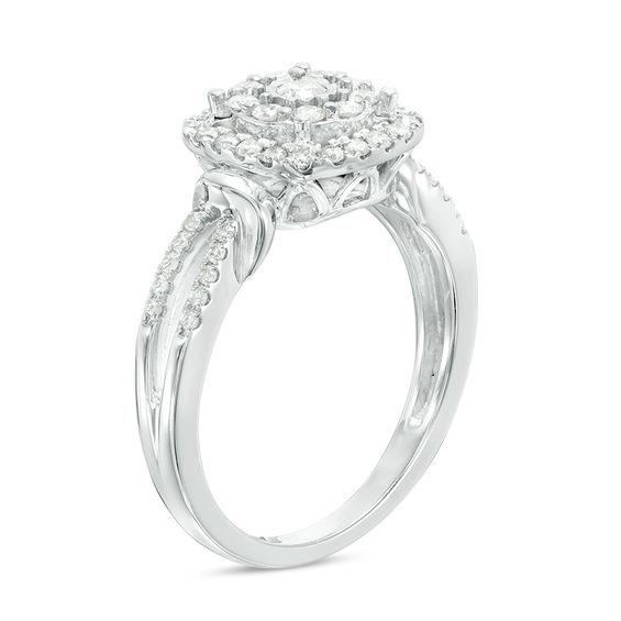 1/2 CT. T.w. Diamond Double Frame Ring in 10K White Gold