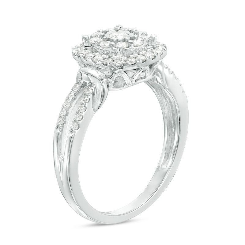 Main Image 2 of 1/2 CT. T.W. Diamond Double Frame Ring in 10K White Gold