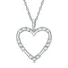 Thumbnail Image 1 of 1/8 CT. T.W. Diamond Three Stone Station Heart Pendant in 10K White Gold