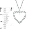 Thumbnail Image 2 of 1/8 CT. T.W. Diamond Three Stone Station Heart Pendant in 10K White Gold