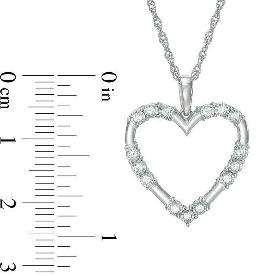 1/8 CT. T.w. Diamond Three Stone Station Heart Pendant in 10K White Gold