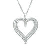 Thumbnail Image 1 of 1/2 CT. T.W. Baguette and Round Diamond Heart Pendant in 10K White Gold