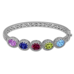 Mother's Oval Birthstone Bangle (3-5 Stones)