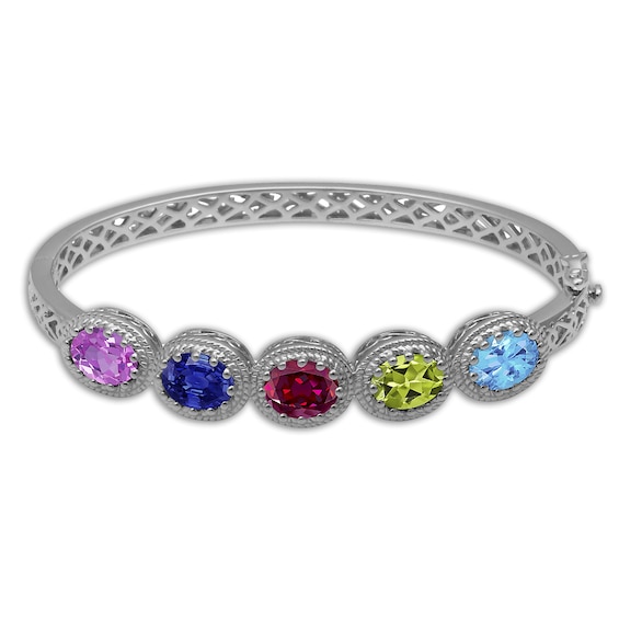 Mother's Oval Birthstone Bangle (3-5 Stones)