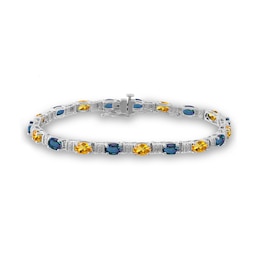 Mother's Oval Birthstone and Diamond Accent Bracelet (2 Stones)