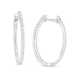 Clearance Earrings Zales T W Diamond Hoop Earrings In Sterling Silver
