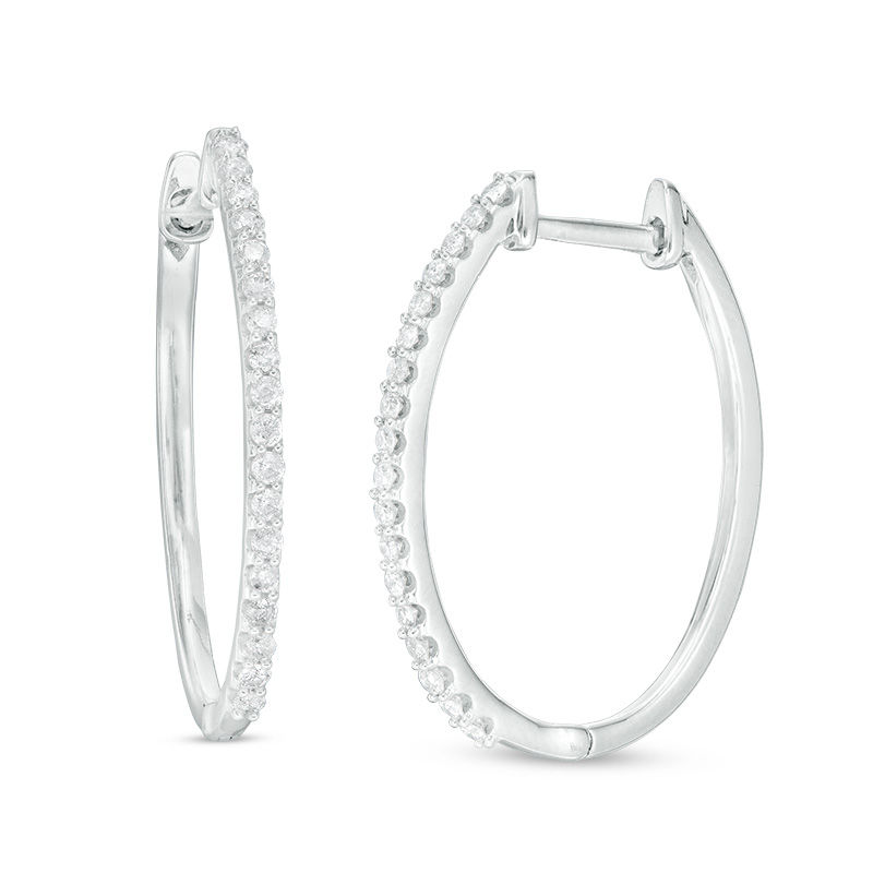 1/4 CT. T.W. Diamond Hoop Earrings in Sterling Silver