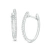 Thumbnail Image 1 of 1/8 CT. T.W. Diamond Hoop Earrings in Sterling Silver