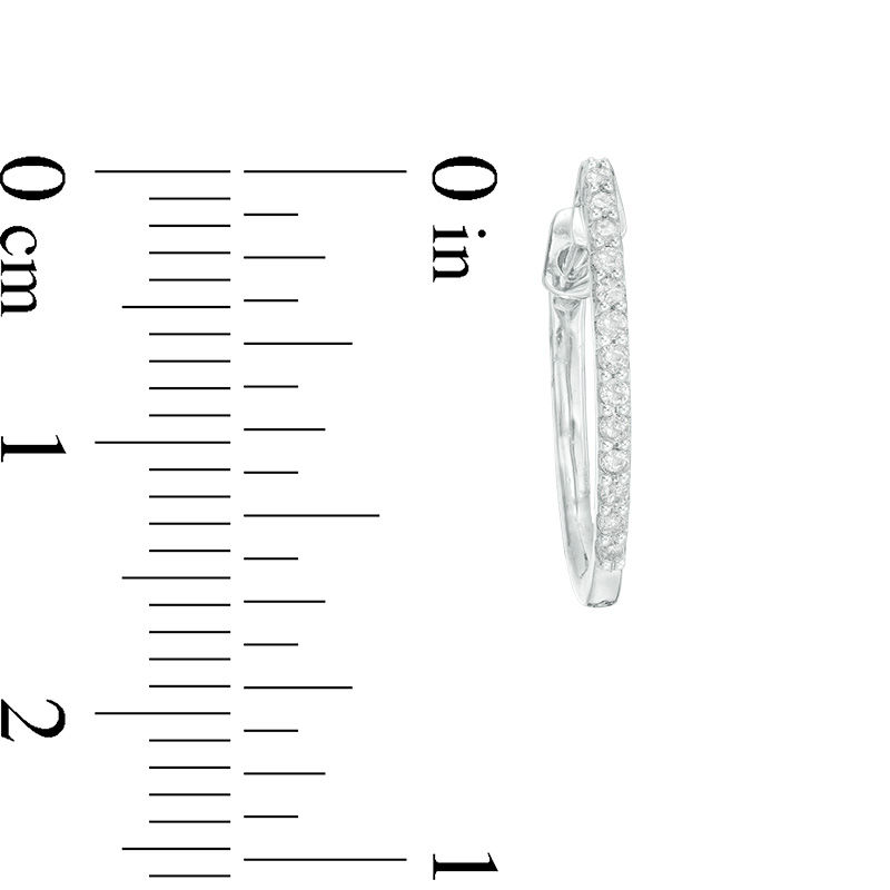 Main Image 2 of 1/8 CT. T.W. Diamond Hoop Earrings in Sterling Silver