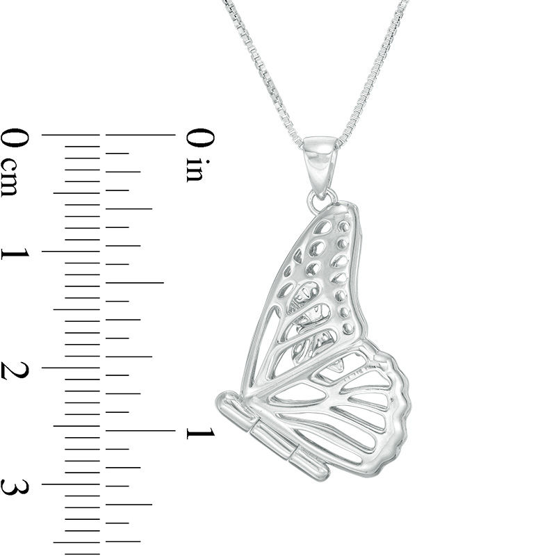 Etched Butterfly Locket in Sterling Silver