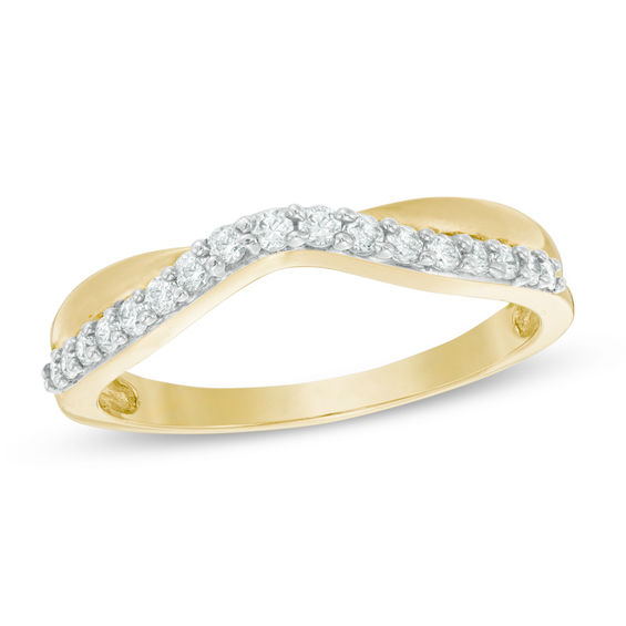 1/4 CT. T.w. Diamond Twist Contour Wedding Band in 14K Gold