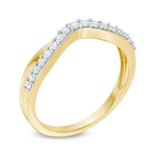 1/4 CT. T.w. Diamond Twist Contour Wedding Band in 14K Gold
