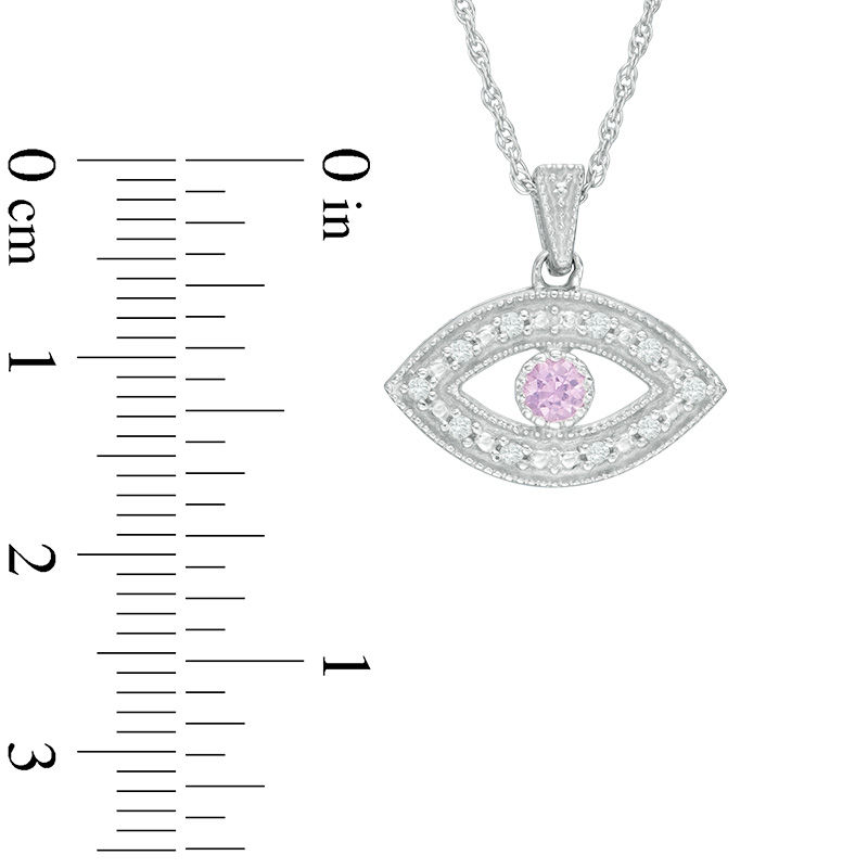 Pink Sapphire & Diamond Evil Eye Necklace White Gold/Pink Sapphire