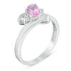 Thumbnail Image 1 of Oval Lab-Created Pink Sapphire and Diamond Accent Bypass Ring in Sterling Silver
