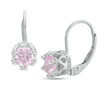 Thumbnail Image 0 of 5.0mm Lab-Created Pink Sapphire Crown Drop Earrings in Sterling Silver